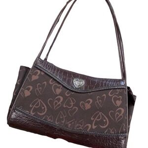 Y2K Chocolote Brown Shoulder Bag Purse w/ Heart Detail Boho Southwestern Cottage